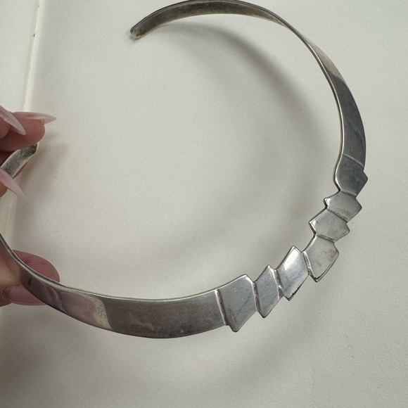 Sterling silver vintage smooth and shiny collar necklace 38.6g